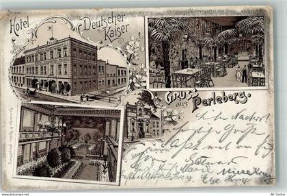 19348 O2910 Perleberg 1898 Lithographie Hotel Deutscher Kaiser Saal Wint... - 13663193