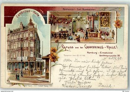 20095 W2000 Eimsbüttel 1898 Lithographie Gasthaus Gambrinus-Halle Schäfe... - 13627703