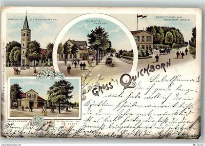 25451 W2085 Quickborn , Kr Pinneberg Lithographie Kirche Kriegerdenkmal ... - 13647958