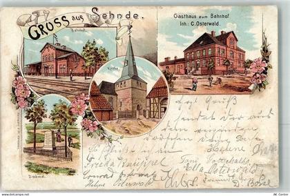31319 W3163 Sehnde 1897 Lithographie Bahnhof Kirche Denkmal Gasthaus Zum... - 13616801