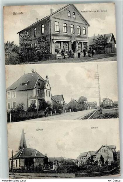 31319 W3163 Sehnde 1914 - Geschäftshaus D. Kruse Kirche Schule - 13609097
