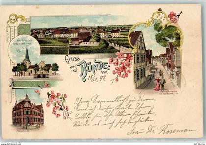 32257 W4980 Bünde 1899 Lithographie Alte Kirche Kriegerdenkmal Postgebäu... - 13608850