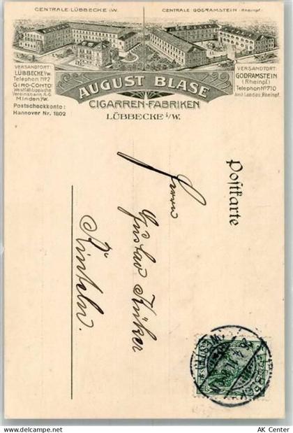 32312 W4990 Lübbecke , Westf 1911 - Cigarren-Fabriken August Blase Beste... - 13657311