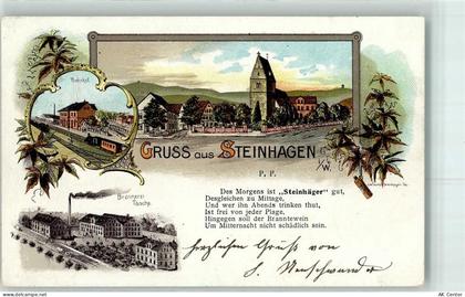 33803 W4803 Steinhagen , Westf 1900 Lithographie Bahnhof Eisenbahn Brenn... - 13612130