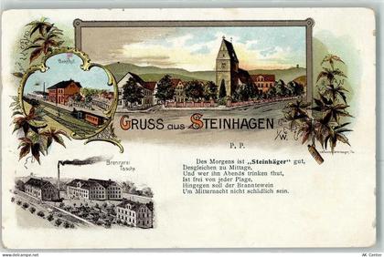 33803 W4803 Steinhagen , Westf Lithographie Bahnhof Eisenbahn Brennerei ... - 13617043