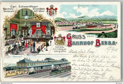 36179 W6440 Bebra 1902 Lithographie Bahnhof Bebra Bahnhof-Gasthaus Wappe... - 13671596