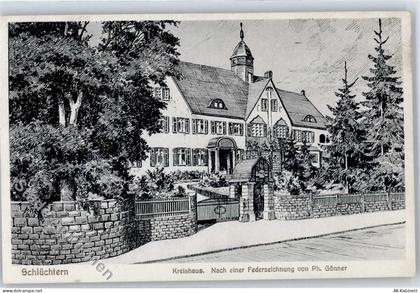 36381 W6490 Schlüchtern Künstlerkarte Kreishaus Federzeichnung sign. Ph.... - 51375607
