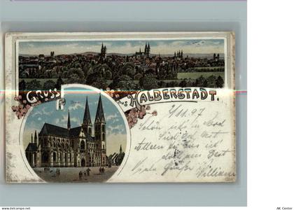 38820 O3600 Halberstadt - Halberstadt Gesamtansicht mit Dom, Litho - 50271492