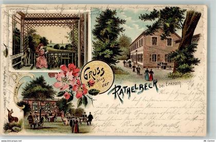40699 W4006 Erkrath 1899 Lithographie Gasthaus Rathelbeck Pavillon Dame ... - 13631283