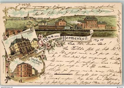 54411 W5508 Hermeskeil 1898 Lithographie Rathaus Hotel Wagner Bahnhof Ba... - 13659528