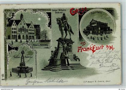 60308 W6000 Frankfurt am Main 1899 Lithographie / Mondschein Gruss aus -... - 13045604