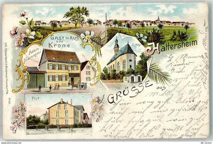 65795 W6234 Hattersheim am Main 1901 Lithographie Gasthaus Zur Krone Ada... - 13617173