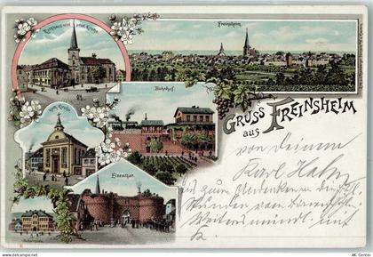 67098 W6713 Freinsheim Lithographie Rathaus Prot. Kirche Kath. Kirche Ba... - 13614653