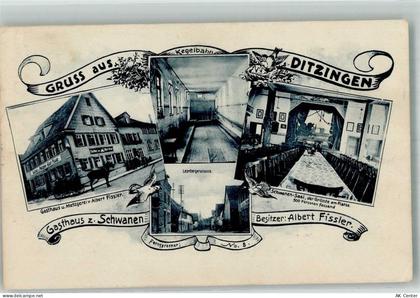 71254 W7257 Ditzingen 1928 Foto AK Gasthaus zum Schwanen Kegelbahn Schwa... - 13672063