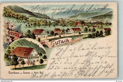 77793 W7625 Gutach Schwarzwaldbahn 1902 Lithographie Gasthaus Zur Sonne ... - 13605197