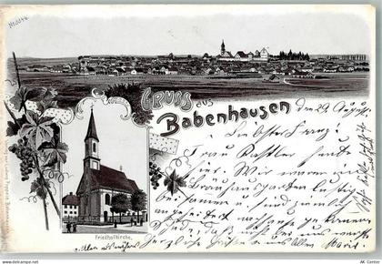 87727 W8943 Babenhausen , Schwab 1899 Lithographie Friedhofkirche Weintr... - 13655984