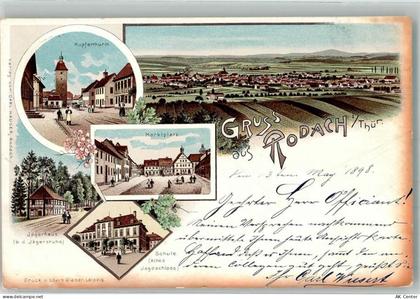 96476 W8634 Bad Rodach 1898 Gebrauchsspuren Lithographie Schule Jägerhau... - 13548487