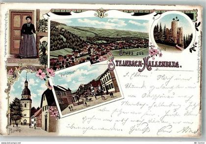98587 O6081 Steinbach-Hallenberg 1898 Lithographie Tracht Dorfstraße Kir... - 13555991