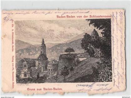 Baden-Baden, Künstlerkarte. der Schlossterrasse gelaufen. Leicht fleckig... - 39109175
