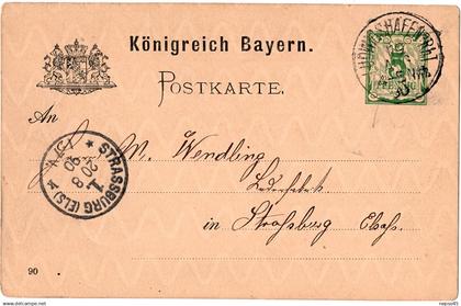 oblitération 20 08 1890.Königreich Bayern.a existé jusqu'en 1918.( révolution de Novembre. )