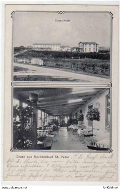 St. Peter - Ording, 2 Abbildungen mit Strand - Hotel gelaufen, 1911. Gut... - 39069185