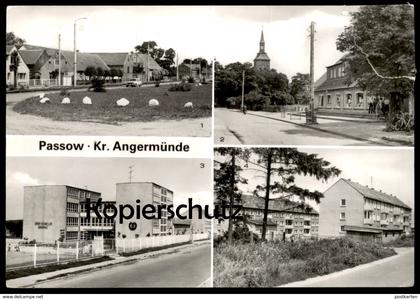ÄLTERE POSTKARTE PASSOW KREIS ANGERMÜNDE DORFANGER EINKAUSZENTRUM ERNST SCHNELLER OBERSCHULE Ansichtskarte postcard cpa