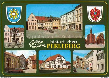 Perleberg Brunnen Marktplatz Fachwerkhaeuser Ortsmotive