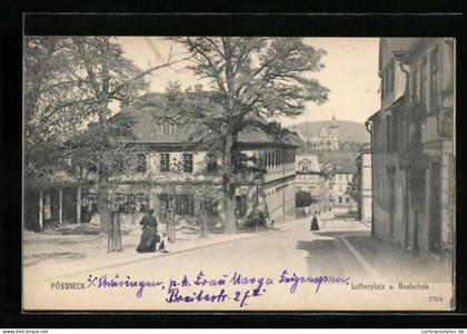 AK Pössneck, Lutherplatz und Realschule