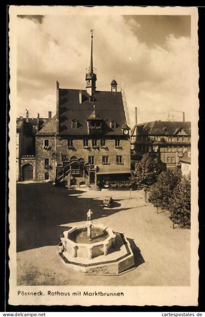 AK Pössneck, Rathaus mit Marktbrunnen