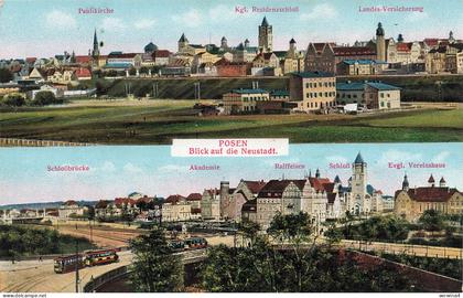 AK Posen Neustadt Sehenswürdigkeiten Schloss Akademie Posen gelaufen Postkarte