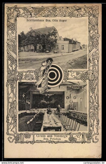 AK Niemegk /Bez. Potsdam, Gasthof Schützenhaus, Inneres Festsaal