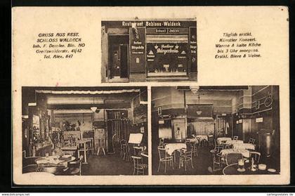 AK Berlin-Prenzlauer Berg, Restaurant Schloss Waldeck, Greifswalder Strasse 41 /42