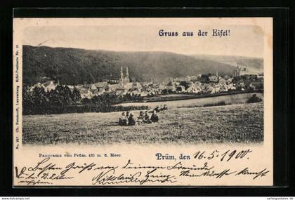AK Prüm, Panorama von Prüm, Eifel