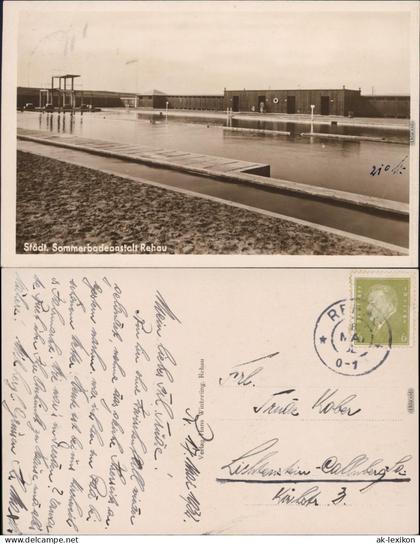 Rehau Badeanstalt Foto Ansichtskarte 1930