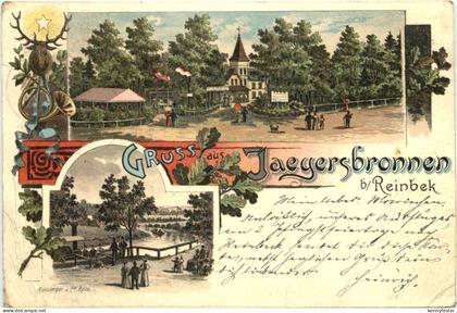 Gruss aus Jaegersbronnen bei Reinbek - Litho