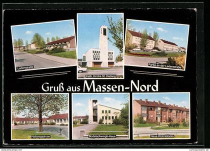 AK Massen-Nord, Ladenstrasse, St. Hedwig Kiche