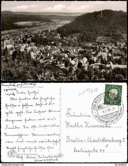 Ansichtskarte Niedermarsberg-Marsberg Panorama-Ansicht Gesamtansicht 1959
