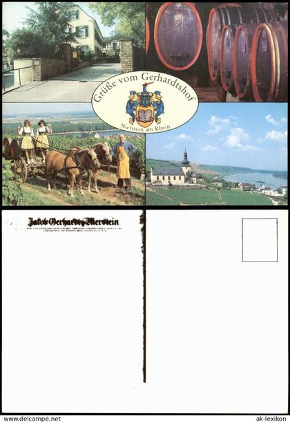 Nierstein Mehrbildkarte Gerhardtshof mit Weinbau-Szenen und Rheinpanorama 1980