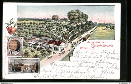 Lithographie Rötha i. S., Restaurant Obstweinschänke
