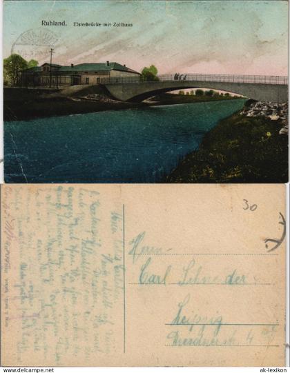 Ansichtskarte Ruhland Rólany Elsterbrücke mit Zollhaus 1920 Luna