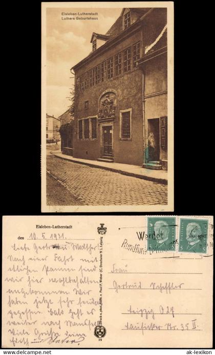 Ansichtskarte Eisleben Lutherstadt Eisleben Luthers Geburtshaus 1931