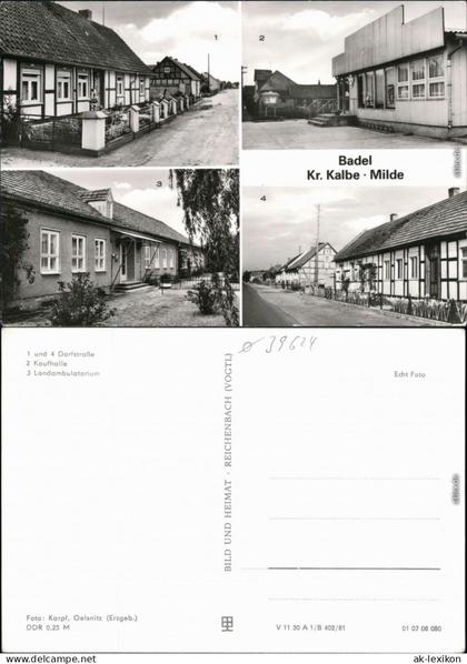 Badel-Kalbe (Milde) Dorfstraße, Kaufhalle, Landambulatorium 1981