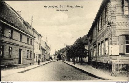 CPA Gröningen Saxe Anhalt, Marktstraße, Wohnhäuser