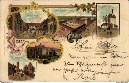 Lithographie Calbe Kalbe an der Milde, Burgruine, Kirche, Schloss, Brauhaus