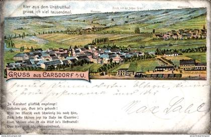 Lithographie Carsdorf Karsdorf an der Unstrut, Gesamtansicht