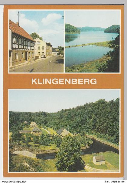 (102869) AK Klingenberg, Sachsen, Mehrbildkarte, Hauptstraße, Talsperre 1989