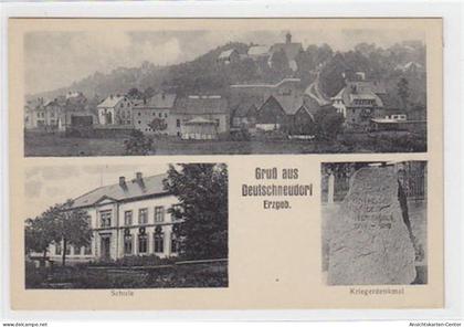 39037606 - Deutschneudorf im Erzgebirge. ta Totalansicht Schule Kriegerdenkmal. Ungelaufen. Gute Erhaltung.