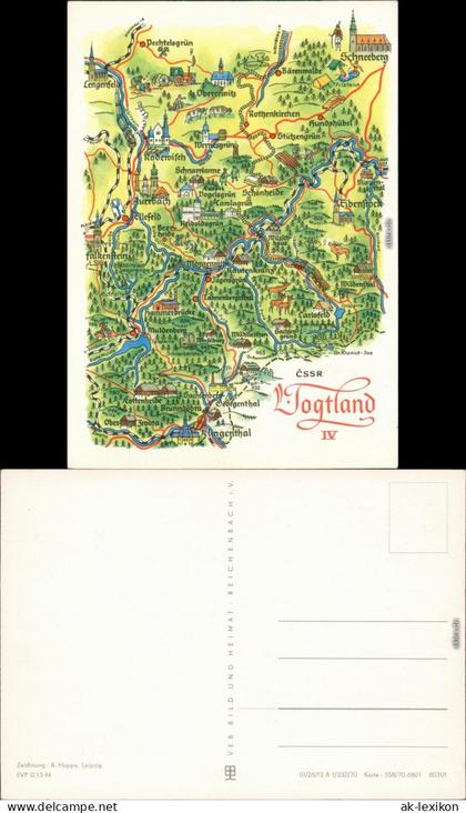 Ansichtskarte .Vogtland Landkarten-Ansichtskarten: Vogtland 1980