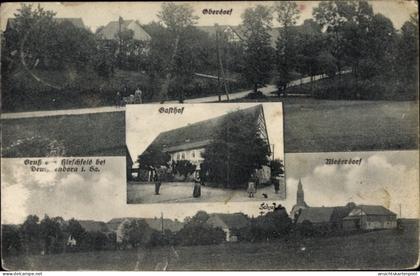 CPA Hirschfeld Reinsberg Sachsen, Oberdorf, Gasthof, Niederdorf