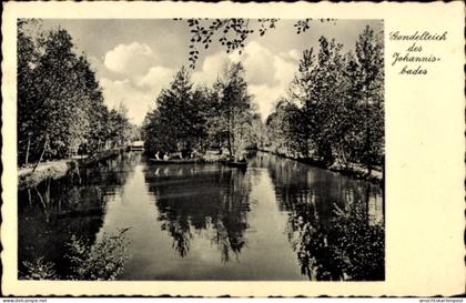 CPA Johannisbad Schmeckwitz Räckelwitz Oberlausitz, Gondelteich, Johannisbad, Wasserlandschaft, Bä